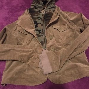 Corduroy/army print doubled jacket